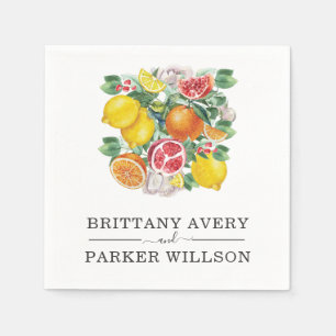 Citrus Botanical Wedding Watercolor Serviette