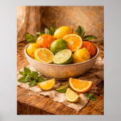 Citrus Bowl Still Life a Warm Rustic Kitchen Poster (Vorne)