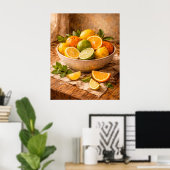 Citrus Bowl Still Life a Warm Rustic Kitchen Poster (Heimbüro)