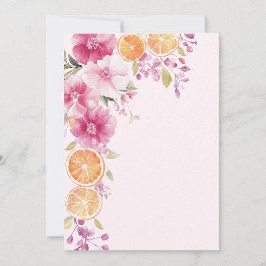 Citrus Brautparty Bright Floral Mittelmeer Einladung (Rückseite)