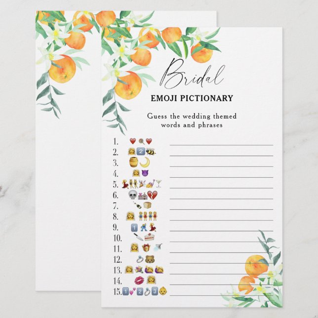 Citrus - Brautparty Emoji picktionary (Vorne/Hinten)
