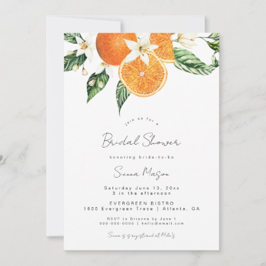 Citrus Brautparty Foto Einladung (Vorderseite)