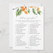 Citrus Brautparty Game Card Telefonspiel Einladung (Vorderseite)