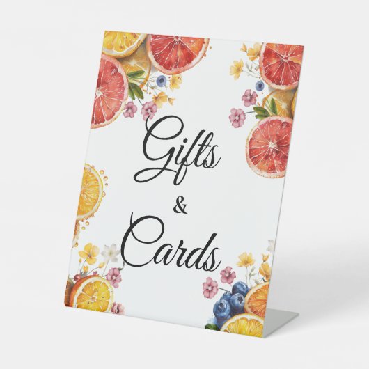 Citrus Brautparty Geschenke & Cards Sockelschild (Vorderseite)