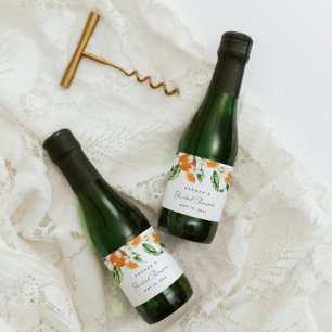 Citrus Brautparty Mini Sparkling Weinkarte Schaumweinetikett