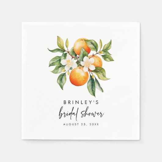 Citrus Brautparty Paper Napkins Orange Mandarin Serviette (Vorderseite)
