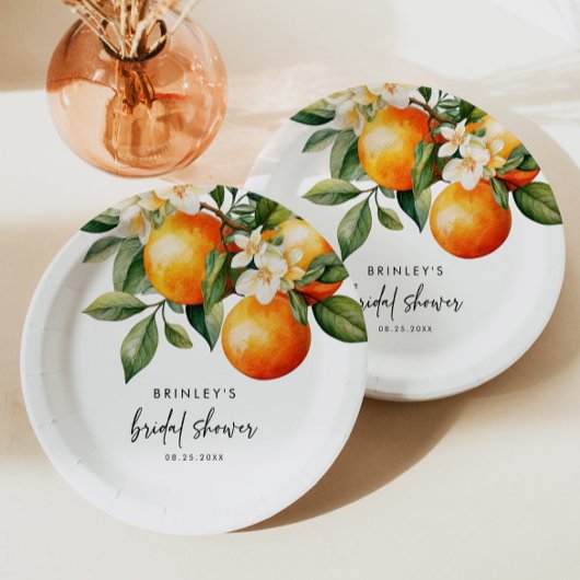 Citrus Brautparty Paper Plate Orange Clementine Pappteller