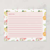 Citrus Brautparty Recipe Card Postkarte (Rückseite)