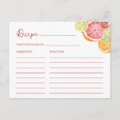 Citrus Brautparty Recipe Card Postkarte (Vorderseite)