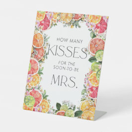 Citrus Brautparty Wie viele Kisses Sockelschild
