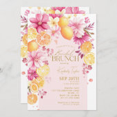 Citrus Bridal Brunch Bright Florals Lemons Einladung (Vorne/Hinten)
