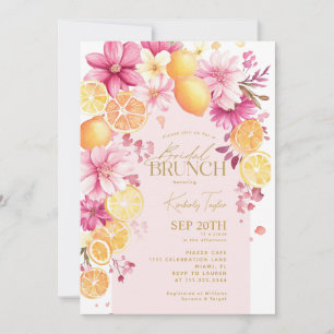 Citrus Bridal Brunch Bright Florals Lemons Einladung