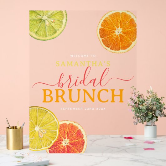 Citrus Bridal Brunch Lemon Orange Brautparty Acrylschild (Hochzeit)