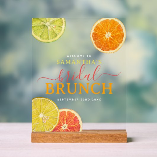 Citrus Bridal Brunch Lemon Orange Brautparty Acrylschild (Neutral)