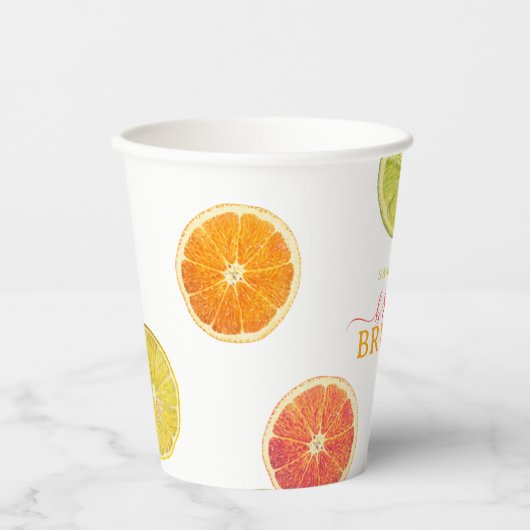 Citrus Bridal Brunch Lemon Orange Brautparty Pappbecher (Vorderseite)