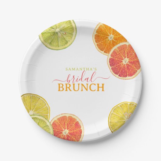 Citrus Bridal Brunch Lemon Orange Brautparty Pappteller (Vorderseite)