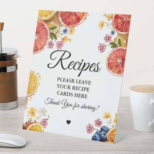 Citrus bridal Verließ Ihr Rezepte-Brautparty Sockelschild (In Situ)