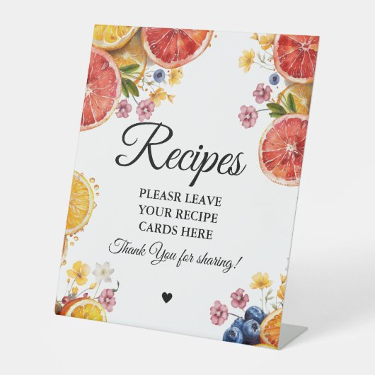 Citrus bridal Verließ Ihr Rezepte-Brautparty Sockelschild (Vorderseite)