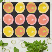 Citrus Candy Lemon Muster Black Geschirrtuch (Gefaltet)