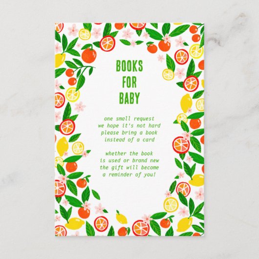 Citrus Celebration CUSTOM BABY SHOWER BÜCHER 4 BAB Begleitkarte (Vorderseite)
