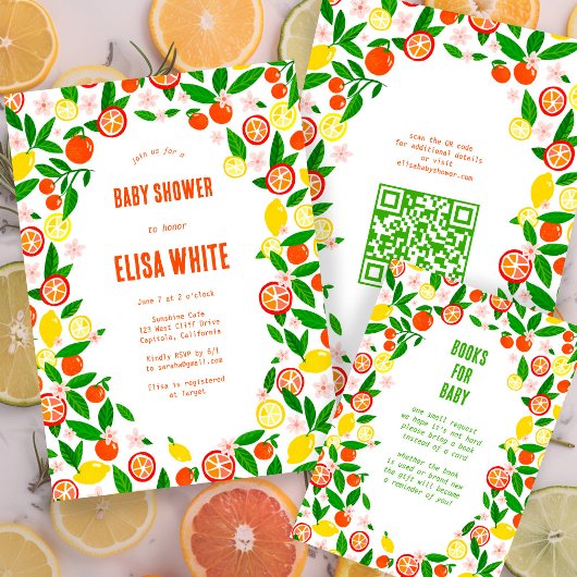 Citrus Celebration CUSTOM BABY SHOWER BÜCHER 4 BAB Begleitkarte