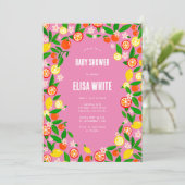 Citrus Celebration CUSTOM QR Code BABY SHOWER Einladung (Stehend Vorderseite)