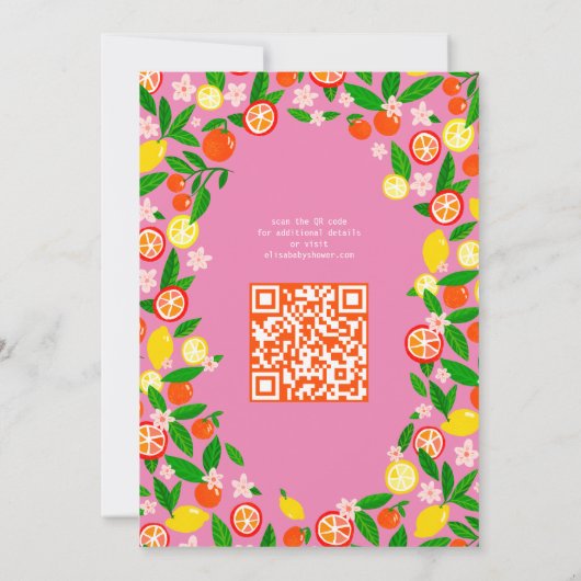 Citrus Celebration CUSTOM QR Code BABY SHOWER Einladung (Rückseite)