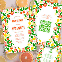Citrus Celebration CUSTOM QR Code BABY SHOWER