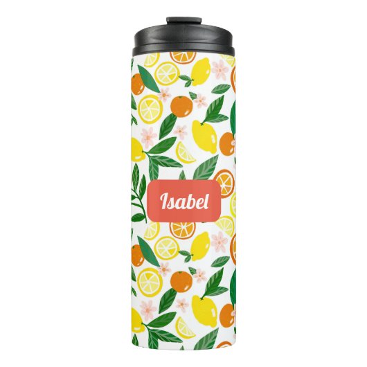 Citrus Celebration Lemon Muster CUSTOM Geschenk Thermosbecher (Vorderseite)