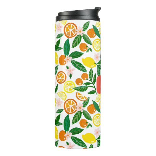 Citrus Celebration Lemon Muster CUSTOM Geschenk Thermosbecher (Nach links gedreht)