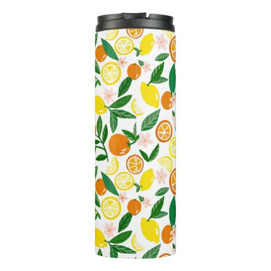 Citrus Celebration Lemon Muster CUSTOM Geschenk Thermosbecher (Rückseite)