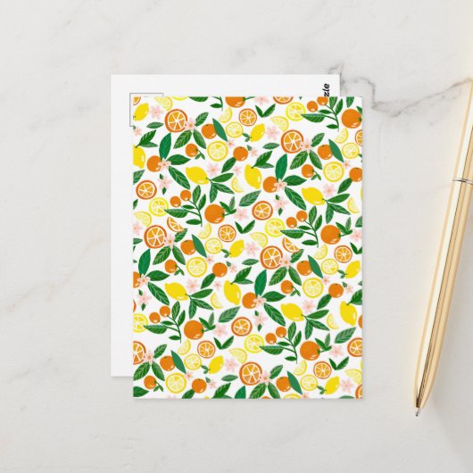 Citrus Celebration Lovely Lemons & Orange Bold Postkarte (Vorderseite/Rückseite Beispiel)