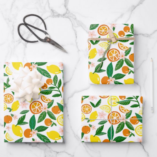 Citrus Celebration Lovely Lemons Phantastisch Oran Geschenkpapier Set (Vorderseite)