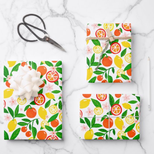 Citrus Celebration Lovely Lemons Phantastisch Oran Geschenkpapier Set (Vorderseite)