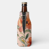 Citrus Chill: Multicolor Orange Blume Grün Cool Flaschenkühler (Flasche Rückseite)