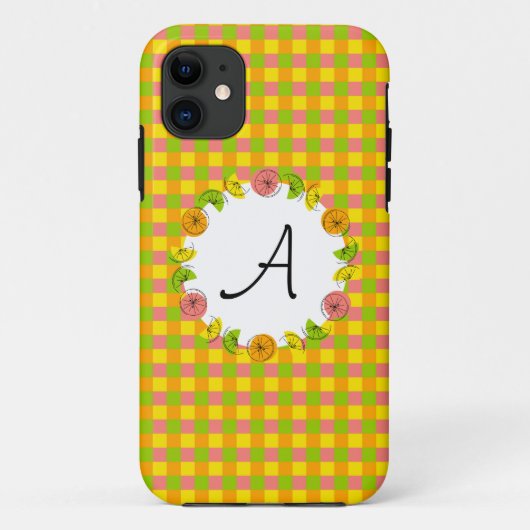 Citrus Circle Karo "Monogram" iPhone Gehäuse Case-Mate iPhone Hülle (Rückseite)