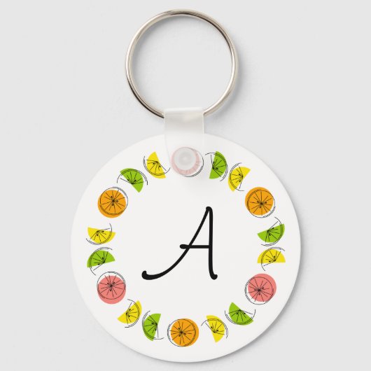 Citrus Circle Monogram aluminium double-sided Schlüsselanhänger (Vorderseite)