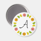 Citrus Circle Monogram-Magnet rund Magnet (Vorderseite/Rückseite)