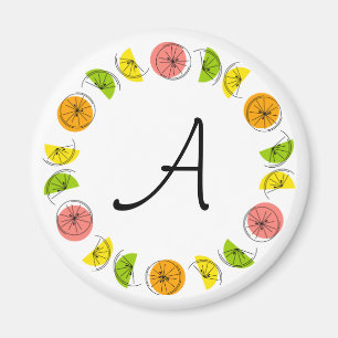 Citrus Circle Monogram-Magnet rund Magnet