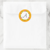 Citrus Circle Orange Monogram Aufkleber rund (Tasche)