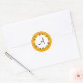 Citrus Circle Orange Monogram Aufkleber rund (Umschlag)