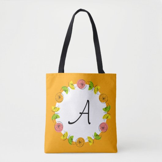 Citrus Circle Orange Monogram über die gesamte Tas Tasche (Vorderseite)