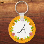 Citrus Circle Orange Monogramm doppelseitig Schlüsselanhänger (Rückseite)