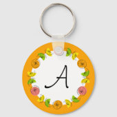 Citrus Circle Orange Monogramm doppelseitig Schlüsselanhänger (Rückseite)