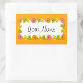 Citrus Circle Orange Name Aufkleber Rechteck (Tasche)