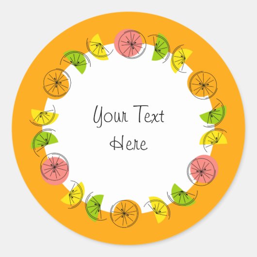 Citrus Circle Orange Text Aufkleber rund (Vorderseite)