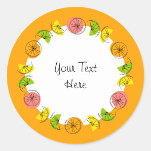 Citrus Circle Orange Text Aufkleber rund