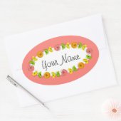 Citrus Circle Pink Name Aufkleber rund (Umschlag)