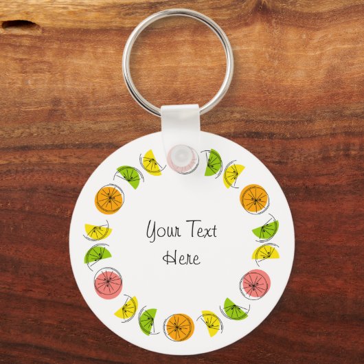 Citrus Circle Text Aluminium beidseitig Schlüsselanhänger (Vorderseite)