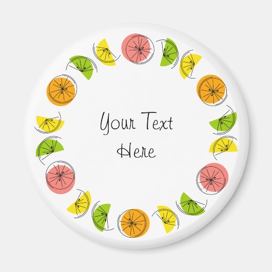 Citrus Circle Text Magnet rund (Vorne)